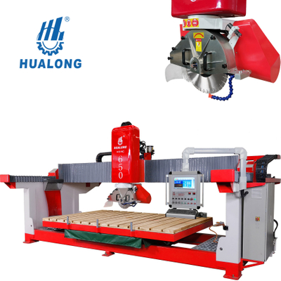 Hualong HSNC-650 3-Achsen-CNC-Brücken-Steinschneidemaschine, geeignet für die Bearbeitung von Arbeitsplatten mit Waschbecken. Schneiden von Steinplatten auf die Größe der Maschine