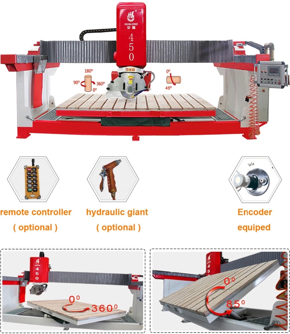 HUALONG-Maschinen Steinschneidemaschine HLSQ-450 45-Grad-Fase Automatische Steinschneide-Granit-Brückensägemaschine zum Schneiden von Platten